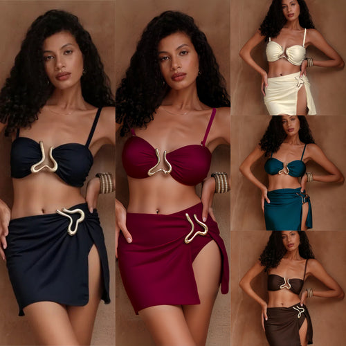 Damen Bikiniset mit elegantem Wickelrock und modischem Design R&B