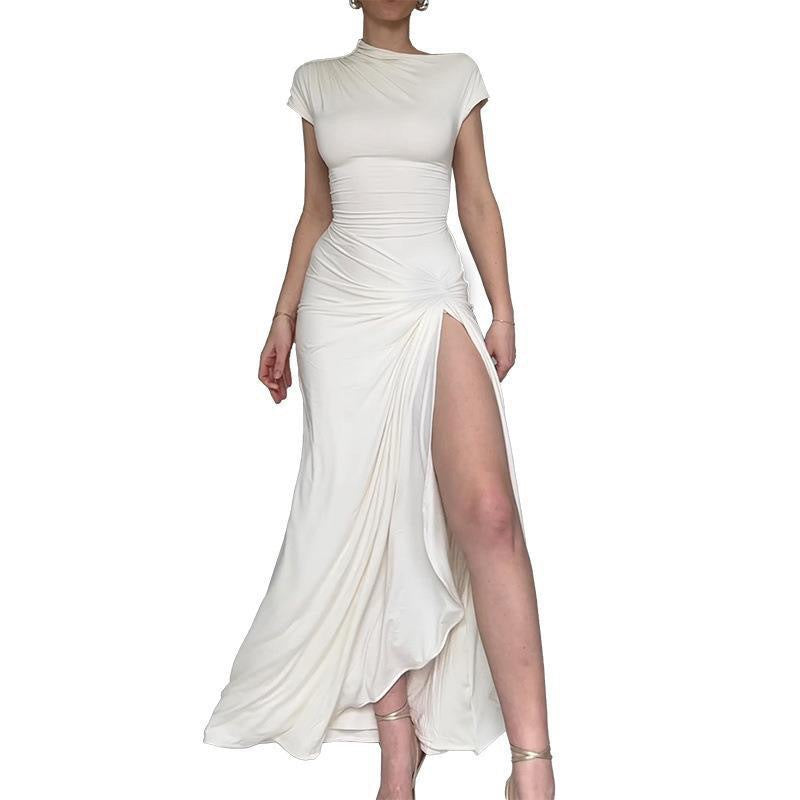 Damen Elegantes Maxikleid mit asymmetrischem Schnitt und dekorativer Drapierung R&B
