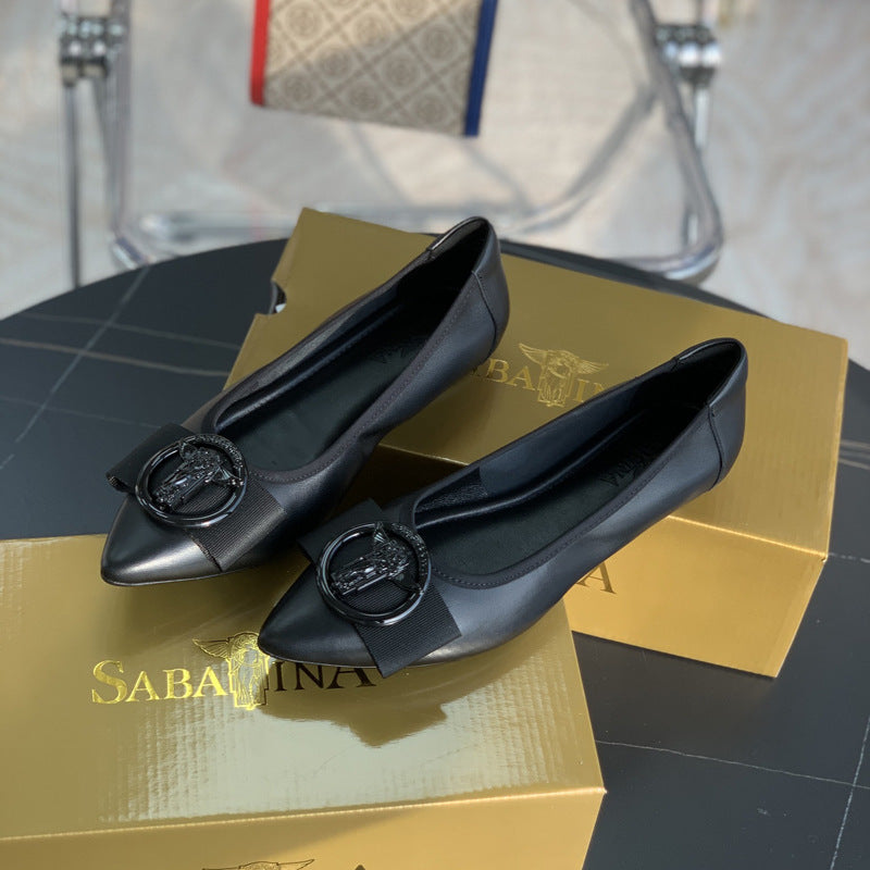 Damen Elegante spitz zulaufende Ballerinas mit modischem Schleifen-Detail R&B 1779181375