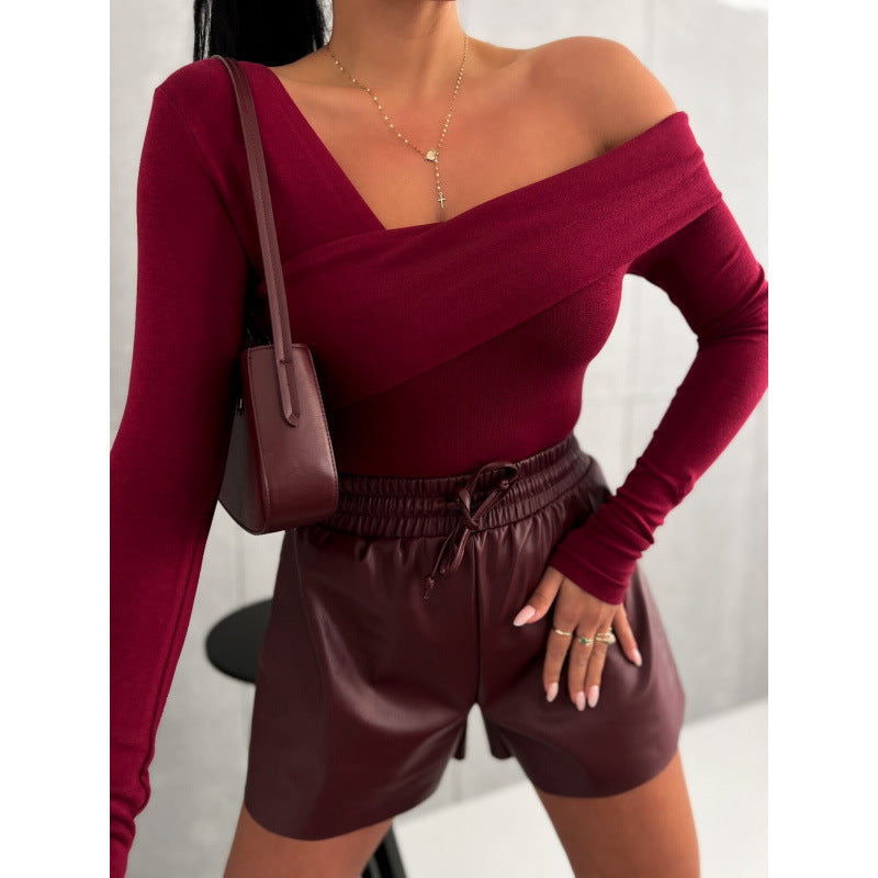 Damen asymmetrisches One-Shoulder-Top R&B