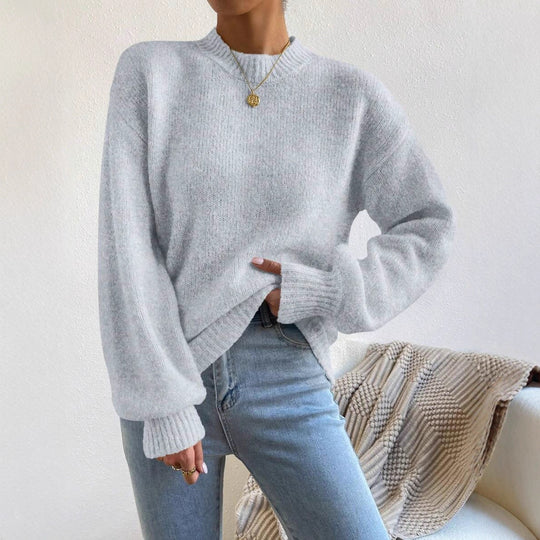 Damen Kuschelpullover mit weitem Schnitt und hochgeschlossenem Kragen R&B