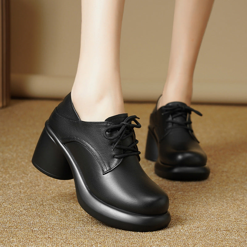 Damen Retro Schnürschuhe mit bequemer Plateausohle R&B