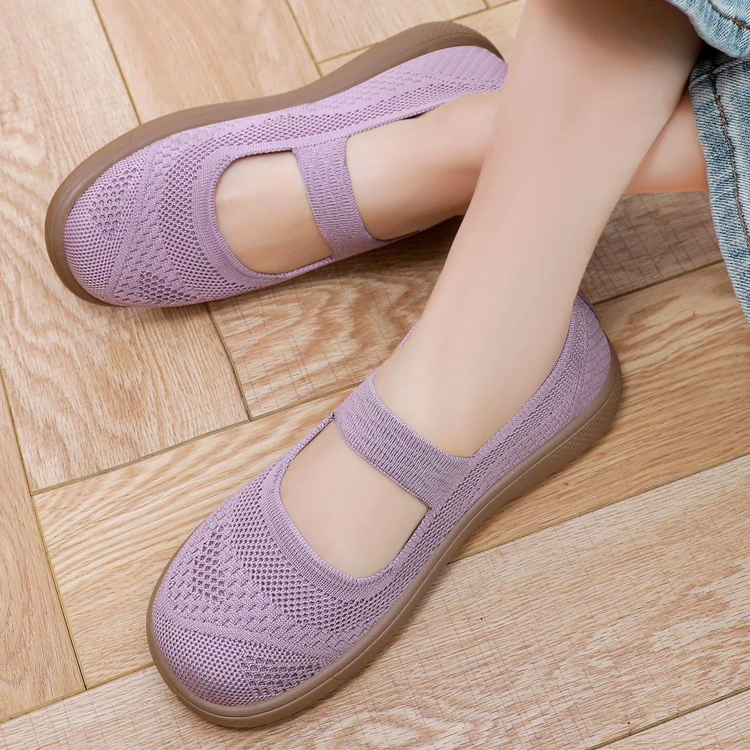 Damen Komfortable und atmungsaktive Ballerinas mit elastischem Riemen R&B