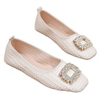 Damen elegante Ballerinas mit funkelndem Schmuckelement R&B