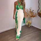 Damen Maxikleid mit verstellbarem Träger und floralem Design R&B