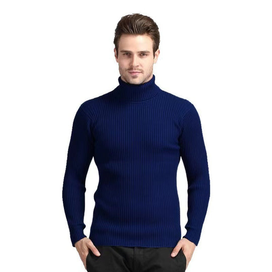Herren Rollkragenpullover aus feinem Rippstrick R&B
