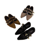 Damen Ballerina-Schuhe mit dekorativen Riemchen und funkelndem Detail EB