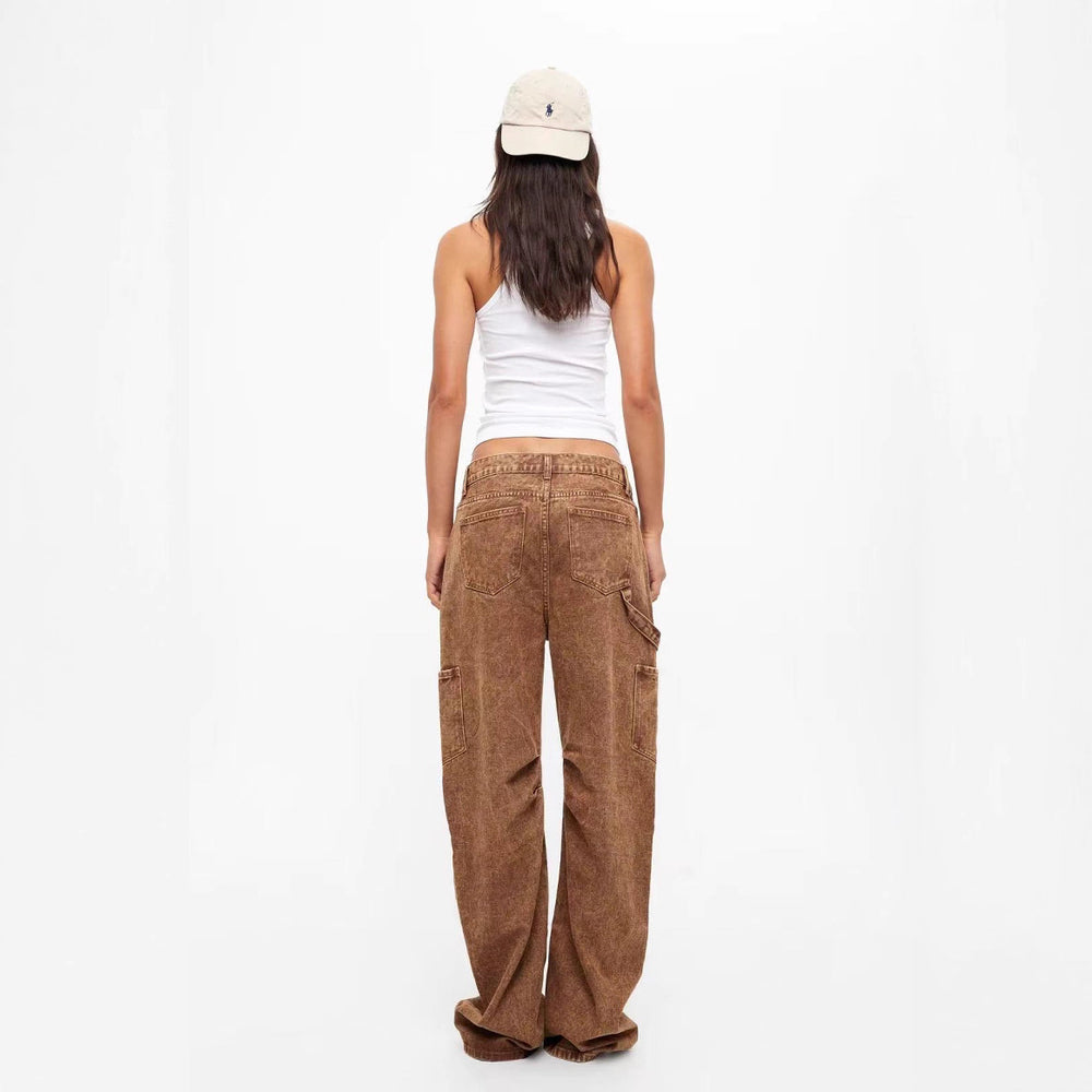 Damen lässige Cargo-Jeans mit verstellbarem Bund R&B