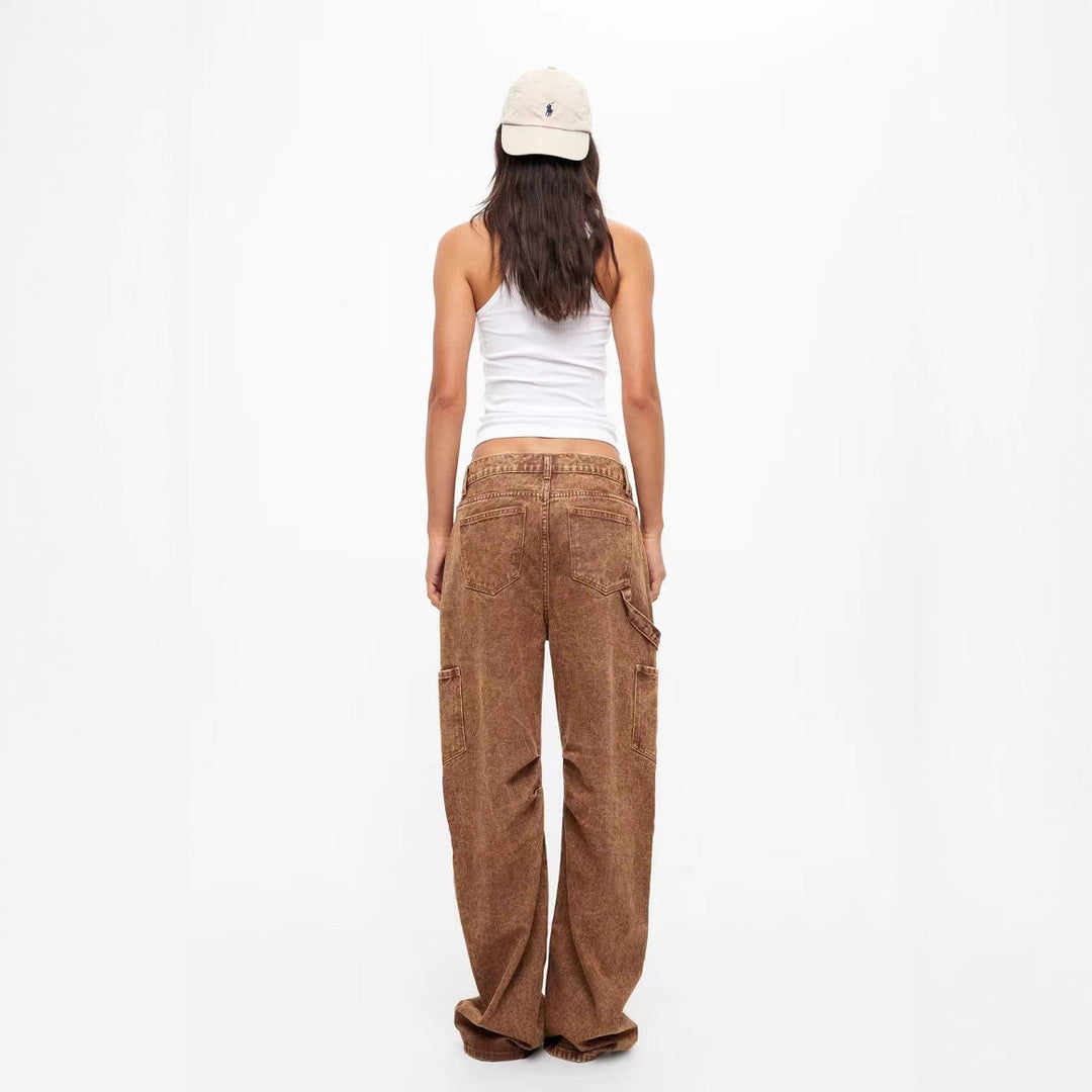 Damen lässige Cargo-Jeans mit verstellbarem Bund R&B