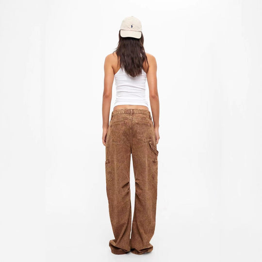 Damen lässige Cargo-Jeans mit verstellbarem Bund R&B