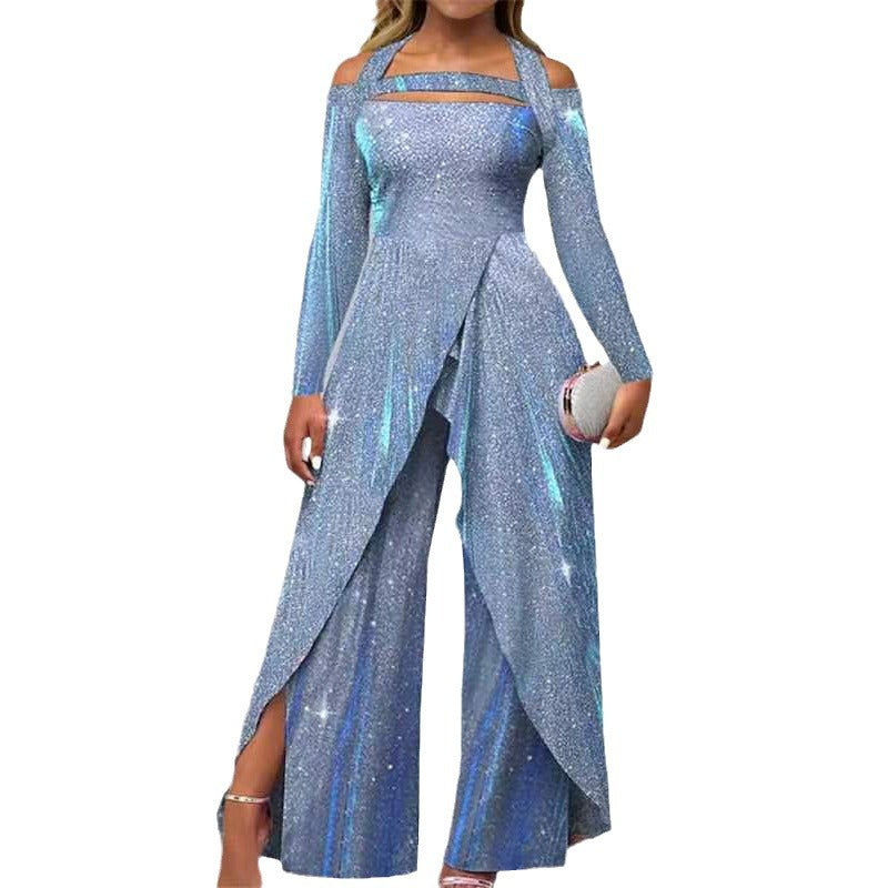 Damen Glamouröses Funktionsjumpsuit mit schimmerndem Effekt und elegantem Design R&B