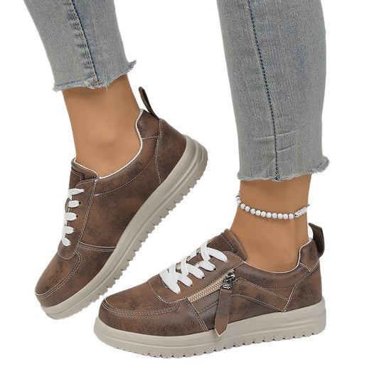 Damen Komfortable Sneaker mit modischem Reißverschluss und atmungsaktivem Innenfutter R&B