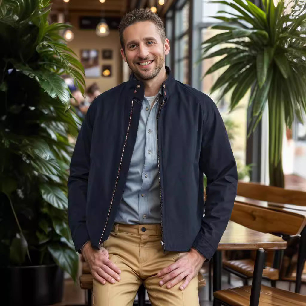 Herren sportliche Utility-Jacke mit wärmendem Innenfutter und stylischem Kragen R&B