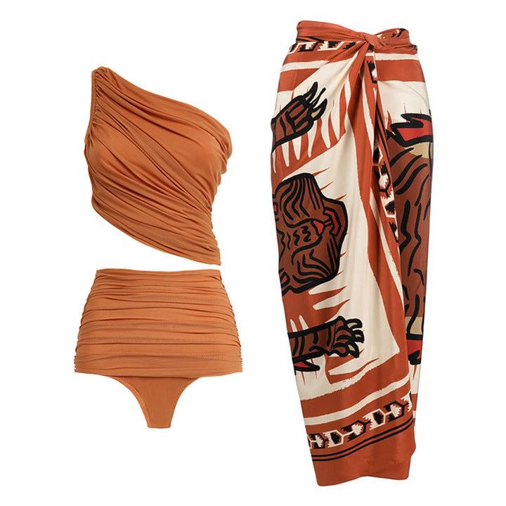 Damen modisches Zweiteiler Bikini-Set mit eleganter Wickelrock R&B