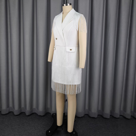 Damen Fransen-Kleid im eleganten Blazer-Stil R&B