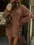 Damen Strickkleid mit Kabelmuster und lockerer Passform R&B