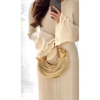 Damen Elegantes Strickkleid mit Rüschendetails und langen Ärmeln R&B