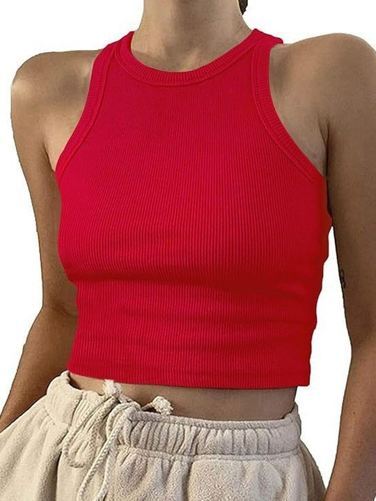 Damen sportliches Crop-Top mit elastischem Rippdesign R&B