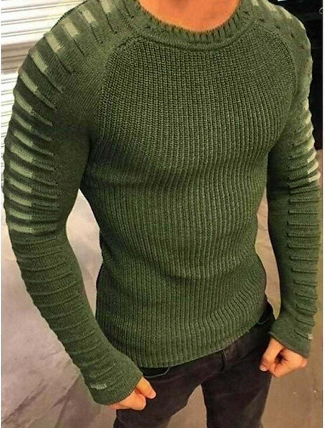 Herren stylischer Feinstrickpullover mit modischen Kontraststreifen R&B