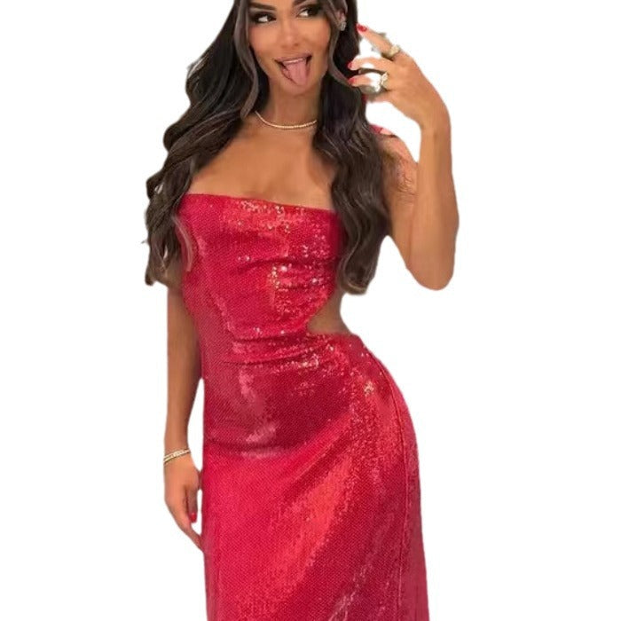 Damen Glamouröses Abendkleid mit schimmernder Paillettenverzierung R&B