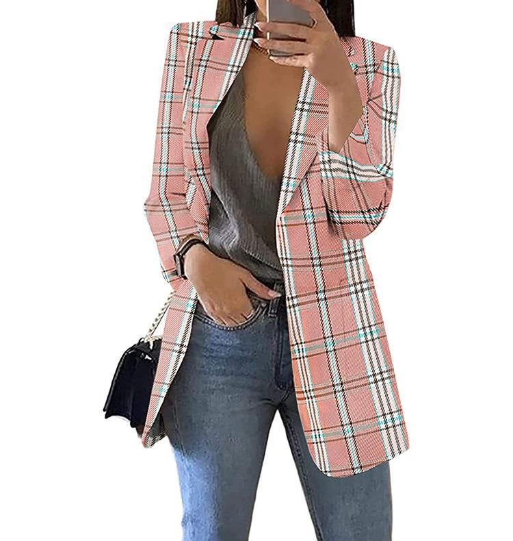 Damen Karierter Blazer mit modernem Schnitt und lässigen Details R&B
