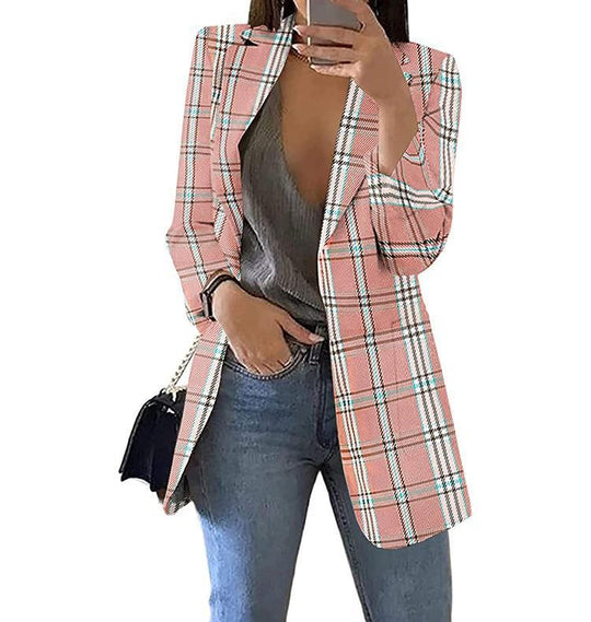Damen Karierter Blazer mit modernem Schnitt und lässigen Details R&B