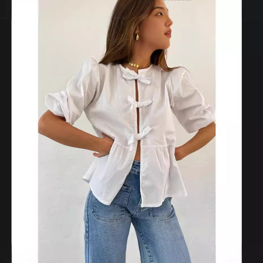Damen Bluse mit Rüschendetails und raffinierter Knopföffnung R&B