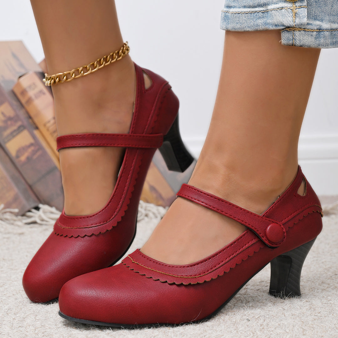 Damen elegante Mary Jane Pumps mit schicker Schnalle und komfortablem Absatz R&B