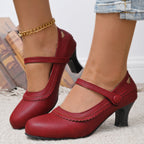 Damen elegante Mary Jane Pumps mit schicker Schnalle und komfortablem Absatz R&B