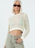 Damen gehäkeltes Crop-Top mit modischer Lochstruktur R&B