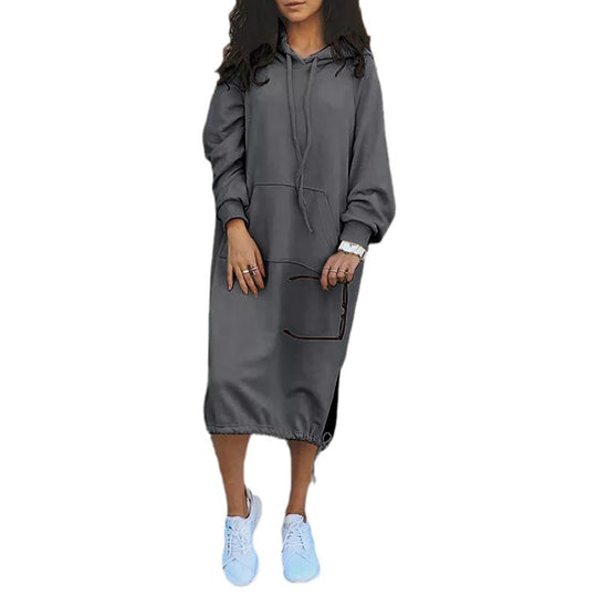 Damen Hoodie-Kleid mit lässiger Passform und praktischen Taschen R&B