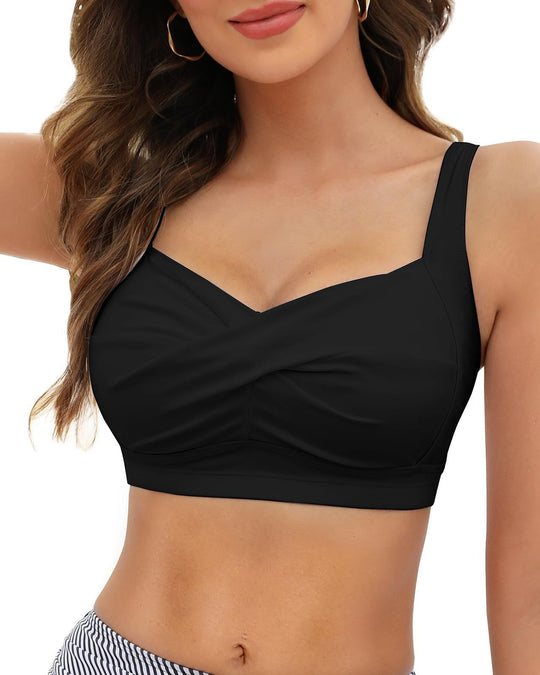Damen Sportliches Top mit gekreuzter Vorderseite R&B