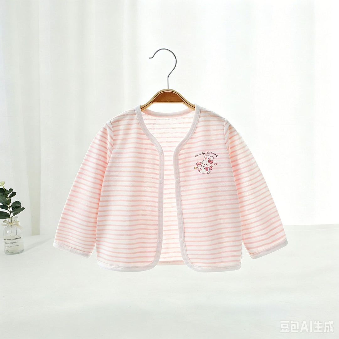 Unisex nan atmungsaktiver Baumwolle Baby Kimono Cardigan mit vorderen Druckknöpfen R&B