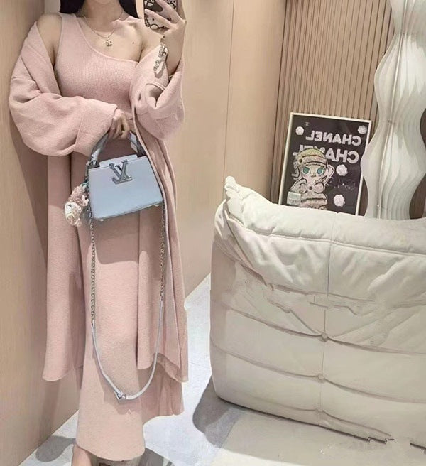 Damen Eleganter Strickmantel mit weitem Schnitt und praktischen Taschen R&B