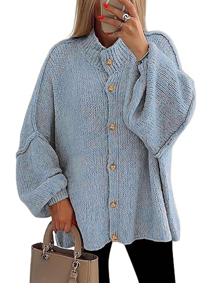 Damen oversized Strickjacke mit Knopfverschluss R&B