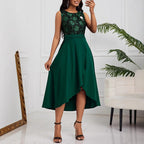 Damen Elegante Schnitt Midi-Kleid mit asymmetrischem Saum und floralem Oberteil R&B