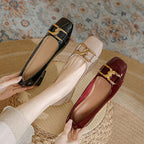Damen Ballerinas mit eleganter Schnallenapplikation und komfortablem Blockabsatz
