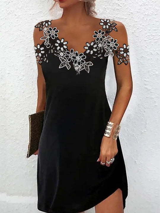 Damen Elegantes Kleid mit Spitzenbesatz R&B