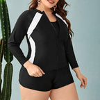 Damen Sportlicher Badeanzug mit langärmliger Jacke und Shorts R&B