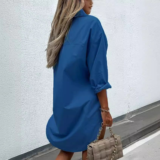 Damen chemisierter Oversized-Hemdblusenkleid R&B