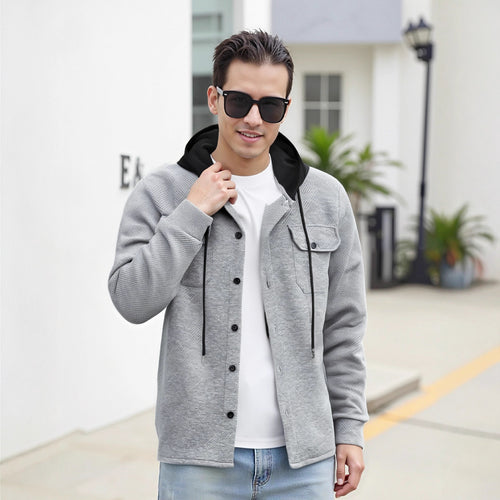 Herren modische Hybrid-Jacke mit abnehmbarer Kapuze und praktischen Taschen R&B