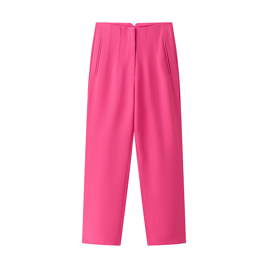 Damen elegante Hochbundhose mit feinen Falten und praktischen Taschen R&B