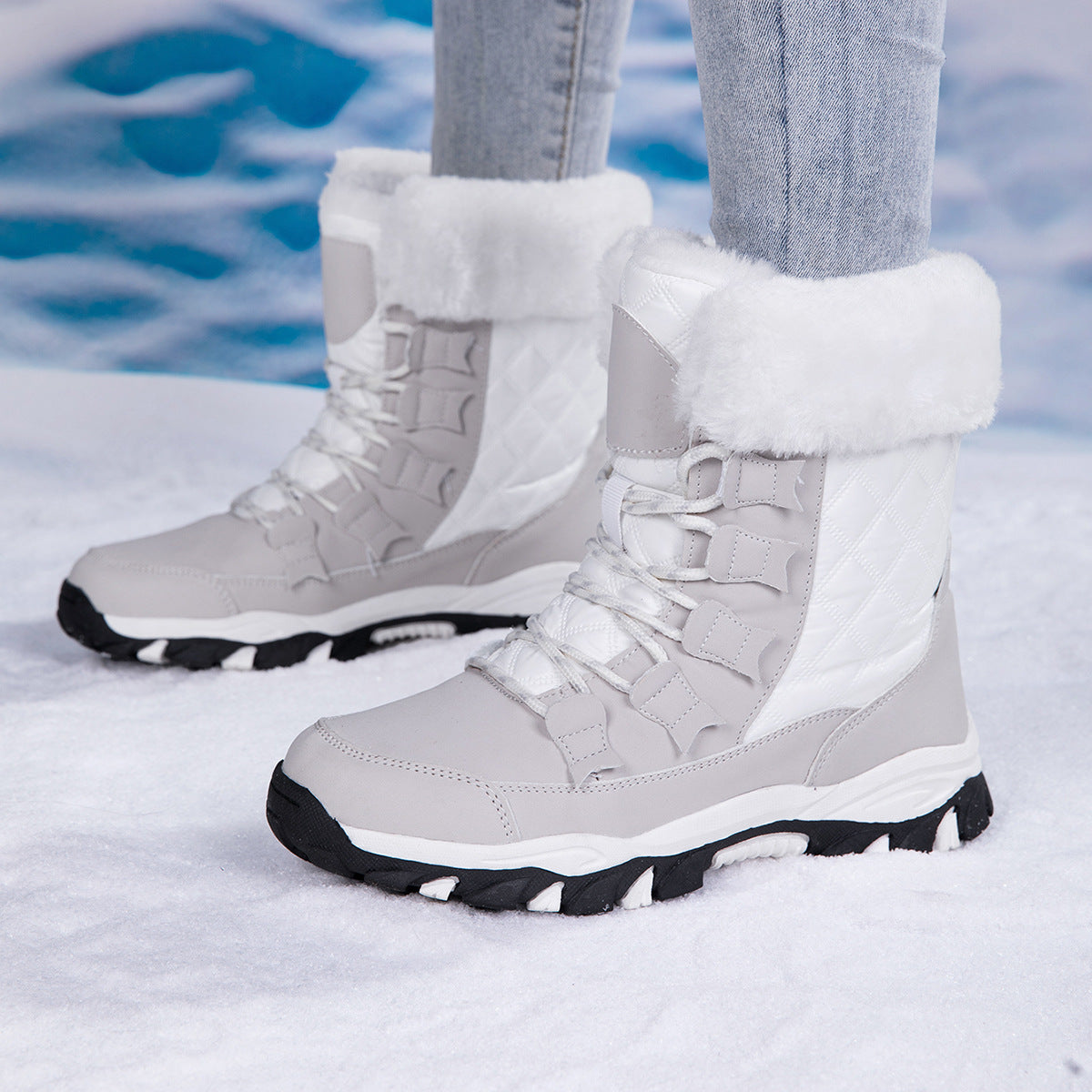 Damen Heizbare Winterstiefel mit rutschfester Sohle und isolierender Fütterung