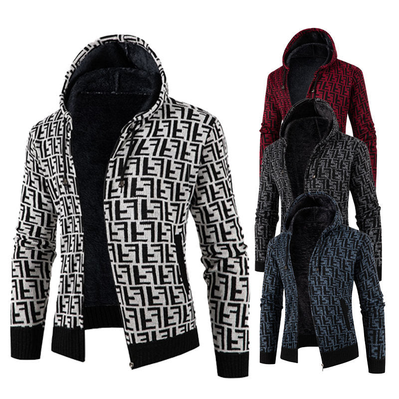 Herren Strickjacke mit modernem Zopfmuster und kuscheligem Innenfutter