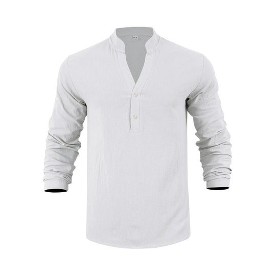 Herren Langarm-Henley-Shirt mit bequemen Knöpfen und lässigem Schnitt R&B