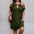 Damen Freizeitlevelenkleid mit schulterfreien Ärmeln und modischem Schlitz R&B