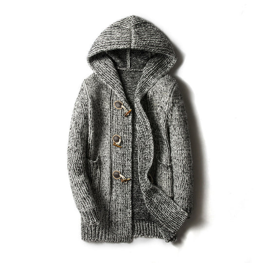Damen Strickjacke mit Kapuze und großen Taschen R&B