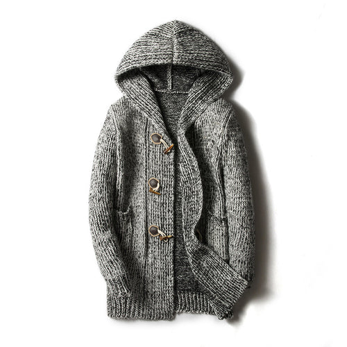 Damen Strickjacke mit Kapuze und großen Taschen R&B