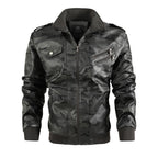 Herren modische Kunstlederjacke im Camouflage-Design mit praktischen Taschen