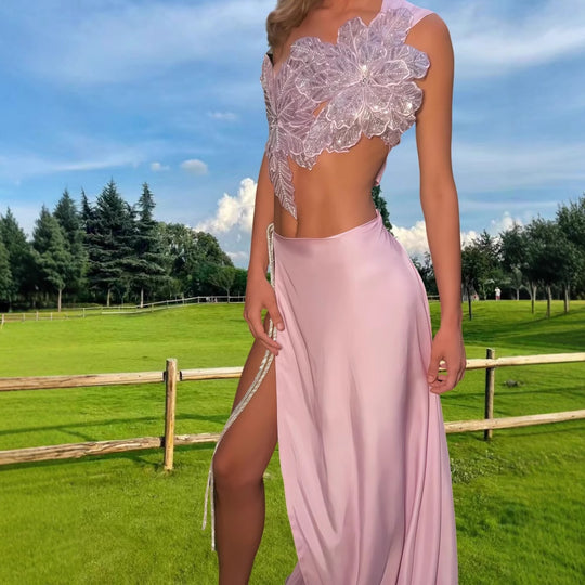 Damen Elegantes Hochzeitskleid mit floraler Applikation und schwingendem Rock R&B